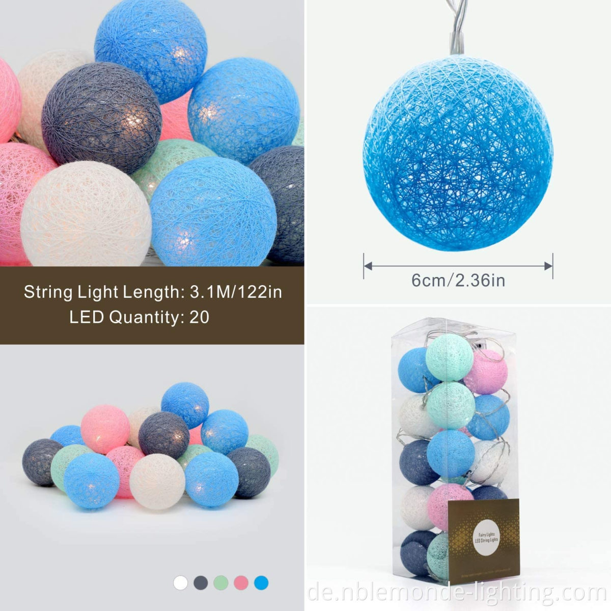Decorative Cotton Ball LED String Lights